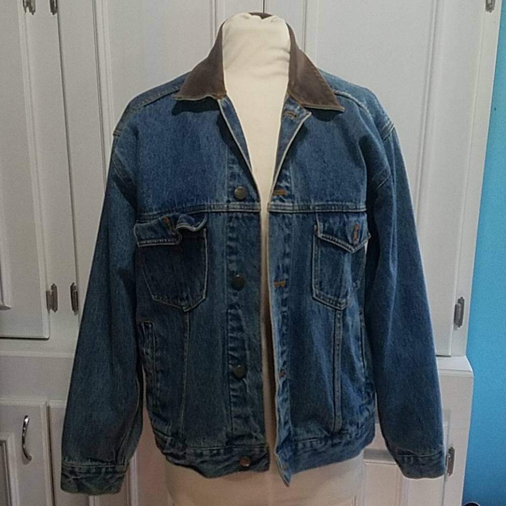 Marlboro Blue Jean Jacket with Brown Collar